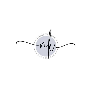 Çiçek ve Min ile Modern El Yazısı NK İlk Logo Şablonları