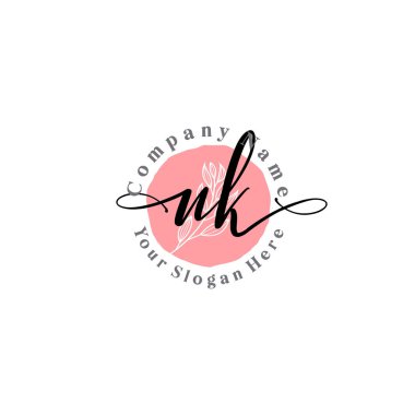 Çiçek ve Min ile Modern El Yazısı NK İlk Logo Şablonları