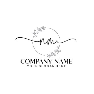 Çiçek ve Min ile Modern El Yazısı NM İlk Logo Şablonları