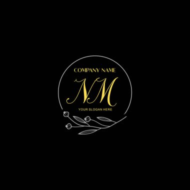 Çiçek ve Lüks Acc ile el yazısı NM İlk Logo Şablonları