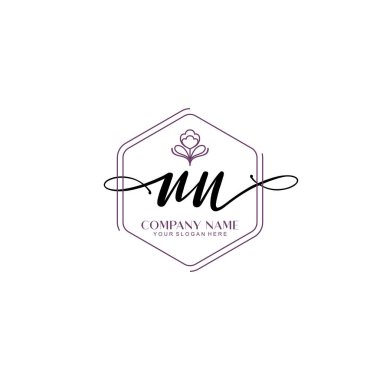 Çiçek ve Min ile Modern El Yazısı NN İlk Logo Şablonları