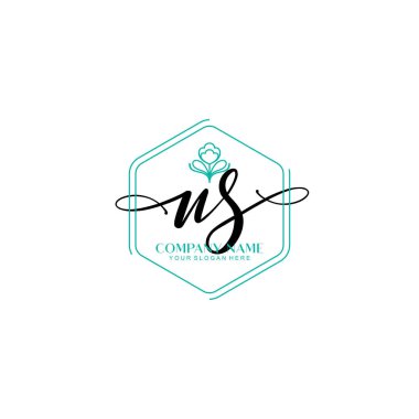 Çiçek ve Min ile Modern El Yazısı NS İlk Logo Şablonları