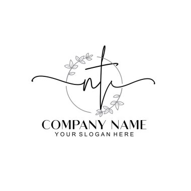Çiçek ve Min ile Modern El Yazısı NT İlk Logo Şablonları
