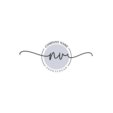 Çiçek ve Min ile Modern El Yazısı NV İlk Logo Şablonları