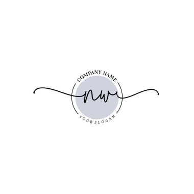 Çiçek ve Min ile Modern El Yazısı NW İlk Logo Şablonları