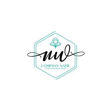 Çiçek ve Min ile Modern El Yazısı NW İlk Logo Şablonları