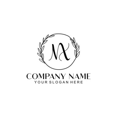 El yazısı NX Baş harfleriyle Çiçek Monogram Logosu Ayarları