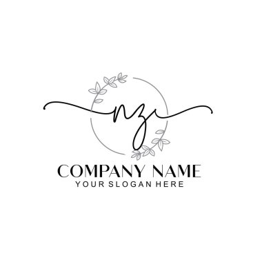 Çiçek ve Min ile Modern El Yazısı NZ İlk Logo Şablonları
