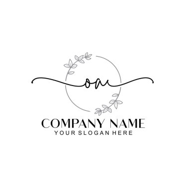 Çiçek ve Min ile Modern El Yazısı OA İlk Logo Şablonları