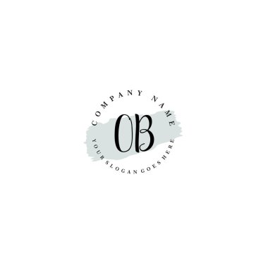 El yazısı jinekoloji baş harfleriyle Çiçek Monogram Logosu Seti