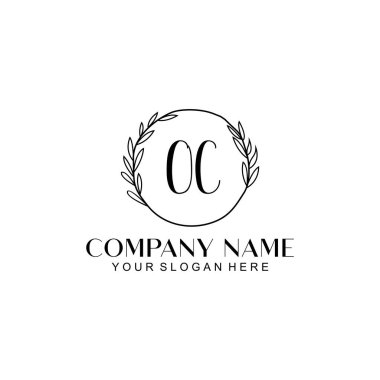 El yazısı OC Baş harfleriyle Çiçek Monogram Logosu Ayarları