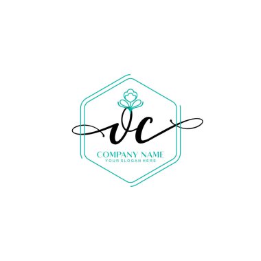 Çiçek ve Min ile Modern El Yazısı OC İlk Logo Şablonları