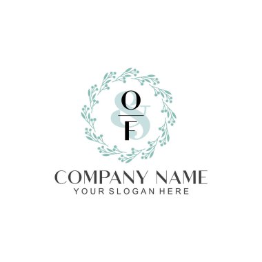 Baş harflerinin el yazısıyla yazılmış Çiçek Monogram Logosu