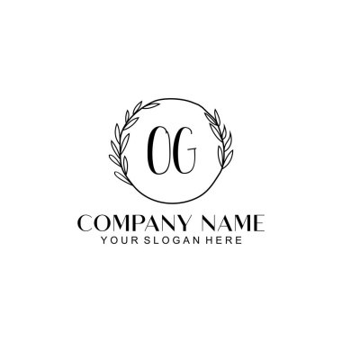El yazısı OG Baş harfleriyle Çiçek Monogram Logosu Ayarları
