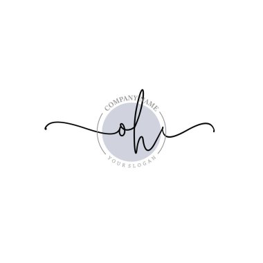 Çiçek ve Min ile Modern El Yazısı OH İlk Logo Şablonları