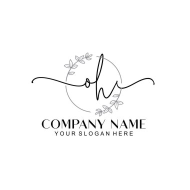 Çiçek ve Min ile Modern El Yazısı OH İlk Logo Şablonları