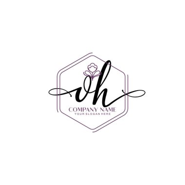 Çiçek ve Min ile Modern El Yazısı OH İlk Logo Şablonları