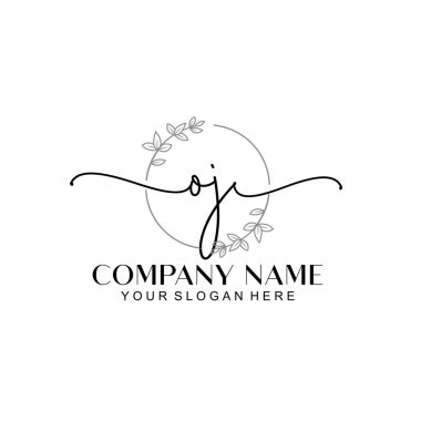 Çiçek ve Min ile Modern El Yazısı OJ İlk Logo Şablonları