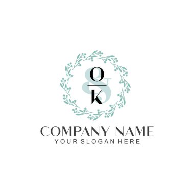 El yazısıyla Tamam Baş harfleriyle Çiçek Monogram Logosu Ayarları