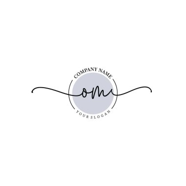 Çiçek ve Min ile Modern El Yazısı OM İlk Logo Şablonları