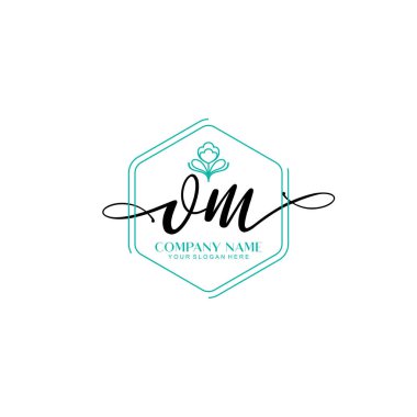 Çiçek ve Min ile Modern El Yazısı OM İlk Logo Şablonları