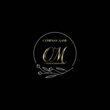 Çiçek ve Lüks Acc ile el yazısı OM İlk Logo Şablonları