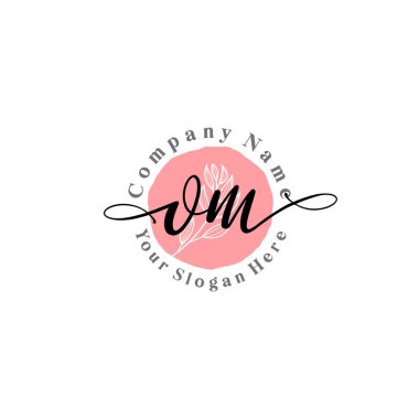 Çiçek ve Min ile Modern El Yazısı OM İlk Logo Şablonları