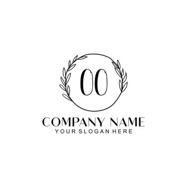 El yazısı OO Baş harfleriyle Çiçek Monogram Logosu Ayarları