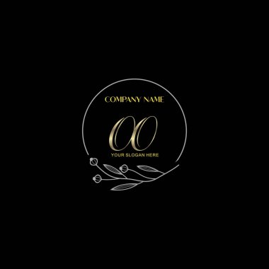 Çiçek ve Lüks Acc ile El Yazması OO İlk Logo Şablonları