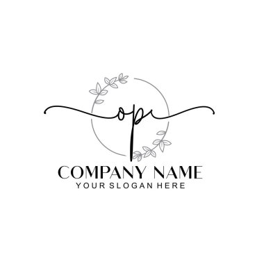 Çiçek ve Min ile Modern El Yazısı OP İlk Logo Şablonları