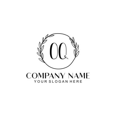 El yazısı OQ Baş harfleriyle Çiçek Monogram Logosu Ayarları