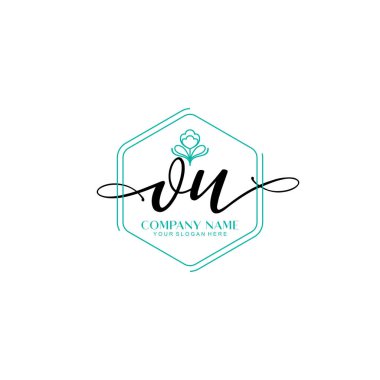 Çiçek ve Min ile Modern El Yazısı OU İlk Logo Şablonları