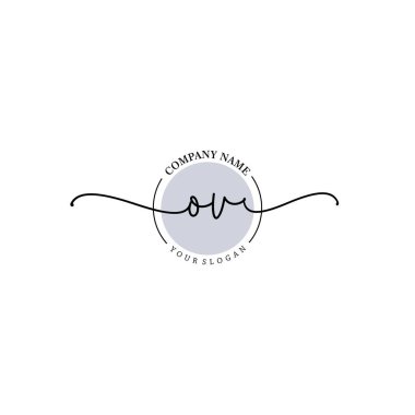 Çiçek ve Min ile Modern El Yazısı OV İlk Logo Şablonları