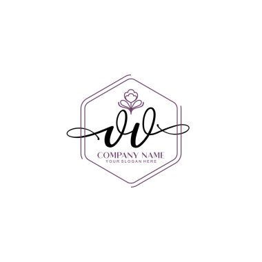 Çiçek ve Min ile Modern El Yazısı OV İlk Logo Şablonları