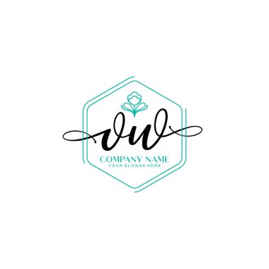 Çiçek ve Min ile Modern El Yazısı OW İlk Logo Şablonları