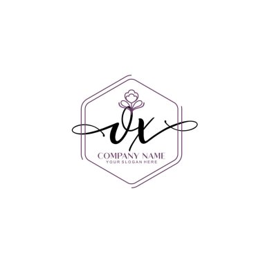 Çiçek ve Min ile Modern El Yazısı OX İlk Logo Şablonları