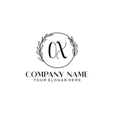 El yazısı OX Baş harfleriyle Çiçek Monogram Logosu Ayarları