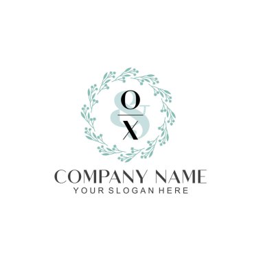 El yazısı OX Baş harfleriyle Çiçek Monogram Logosu Ayarları