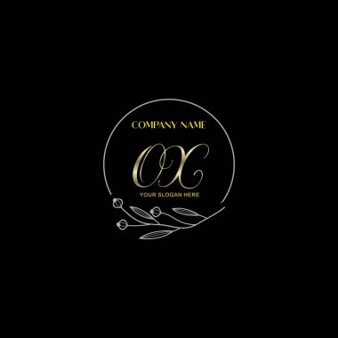 Çiçek ve Lüks Acc ile el yazısı OX İlk Logo Şablonları