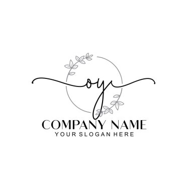 Çiçek ve Min ile Modern El Yazısı OY İlk Logo Şablonları