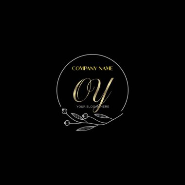 Çiçek ve Lüks Acc ile El Yazması OY İlk Logo Şablonları