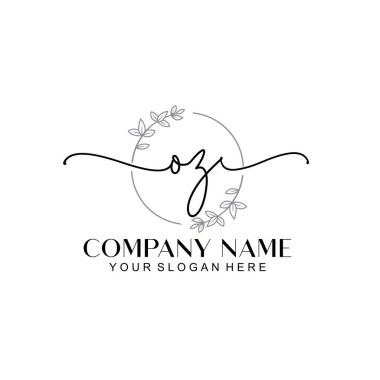 Çiçek ve Min ile Modern El Yazısı OZ İlk Logo Şablonları