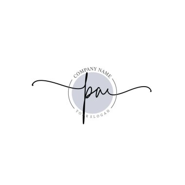 Çiçek ve Min ile Modern El Yazıları PA İlk Logo Şablonları