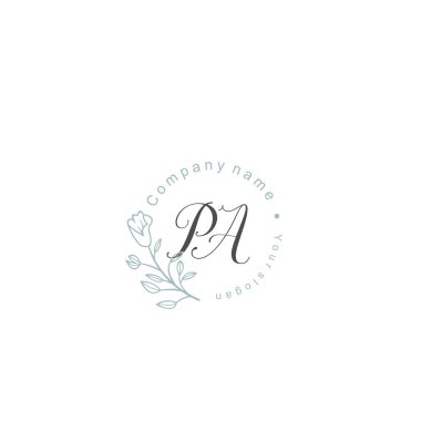 Floral ve Lüks Acc ile el yazısı PA İlk Logo Şablonları