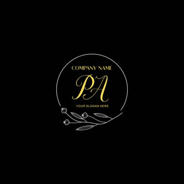 Floral ve Lüks Acc ile el yazısı PA İlk Logo Şablonları