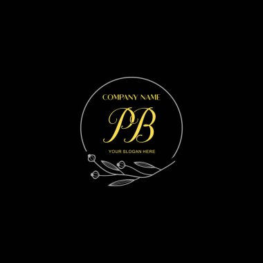Çiçek ve Lüks Acc ile el yazısı PB İlk Logo Şablonları