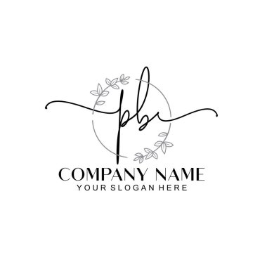 Çiçek ve Min ile Modern El Yazıları PB İlk Logo Şablonları