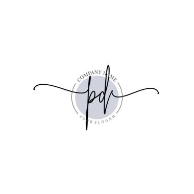 Modern el yazısı PD Floral ve Min ile İlk Logo Şablonları
