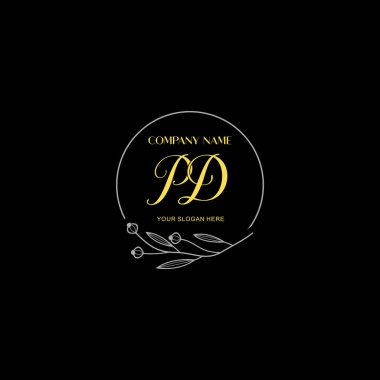 Floral ve Luxury Acc ile el yazısı PD İlk Logo Şablonları