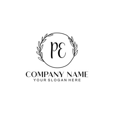 El yazısı Beden Eğitimi Baş harfli Çiçek Monogram Logosu